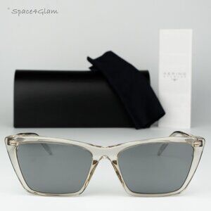 Saint Laurent Men Sunglasses Beige Silver Cat Eye SL737 MICA THIN 004 BRAND NEW